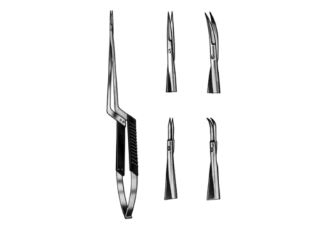 Micro Spring Type Scissors, bayonet-shaped