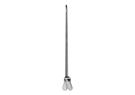 Nelaton Probe, 15 cm slender malleable probe with a forked terminal end