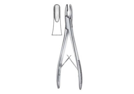 Adson bone rongeur with a broad squared-end cup and jaw-profile inset