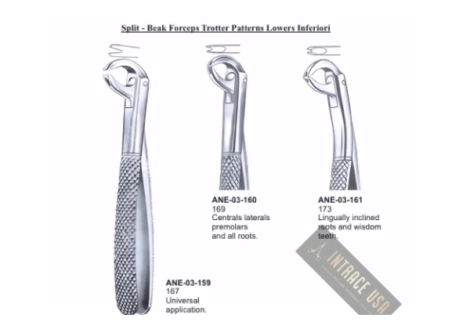 Extracting Forceps Lingually inclined roots and wisdom teeth. Fig. 173