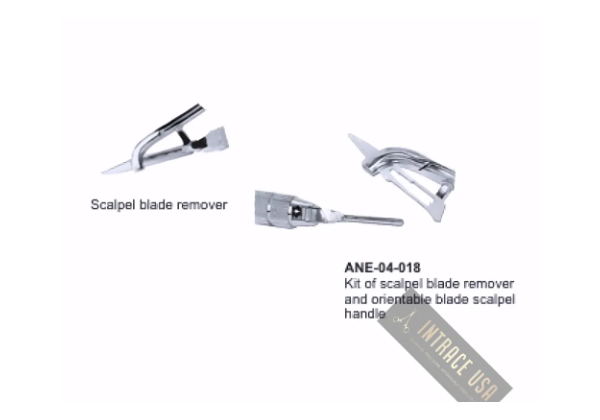 Kit of scalpel blade remover and orientable blade scalpel handle