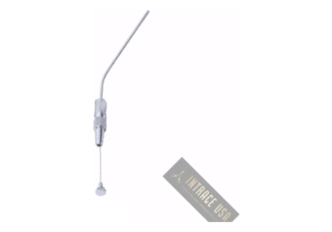 Frazier suction tip with stylet, 30 degree angle, 18 cm stainless steel, stylet shown withdrawn — Intrace USA