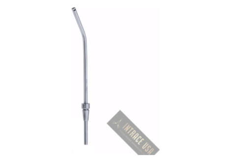 McKesson pattern suction tube, 18 cm angled stainless steel aspirating tube — Intrace USA