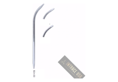 Stainless steel saliva ejectors, 18 cm, small 3 mm, medium 4 mm and large 5 mm curved suction tubes — Intrace USA