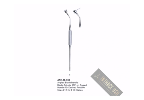 Angled Blade handle Blade Adjusts 360o on Angled Handle for Desired Position Uses #12 Or # 15 Blades