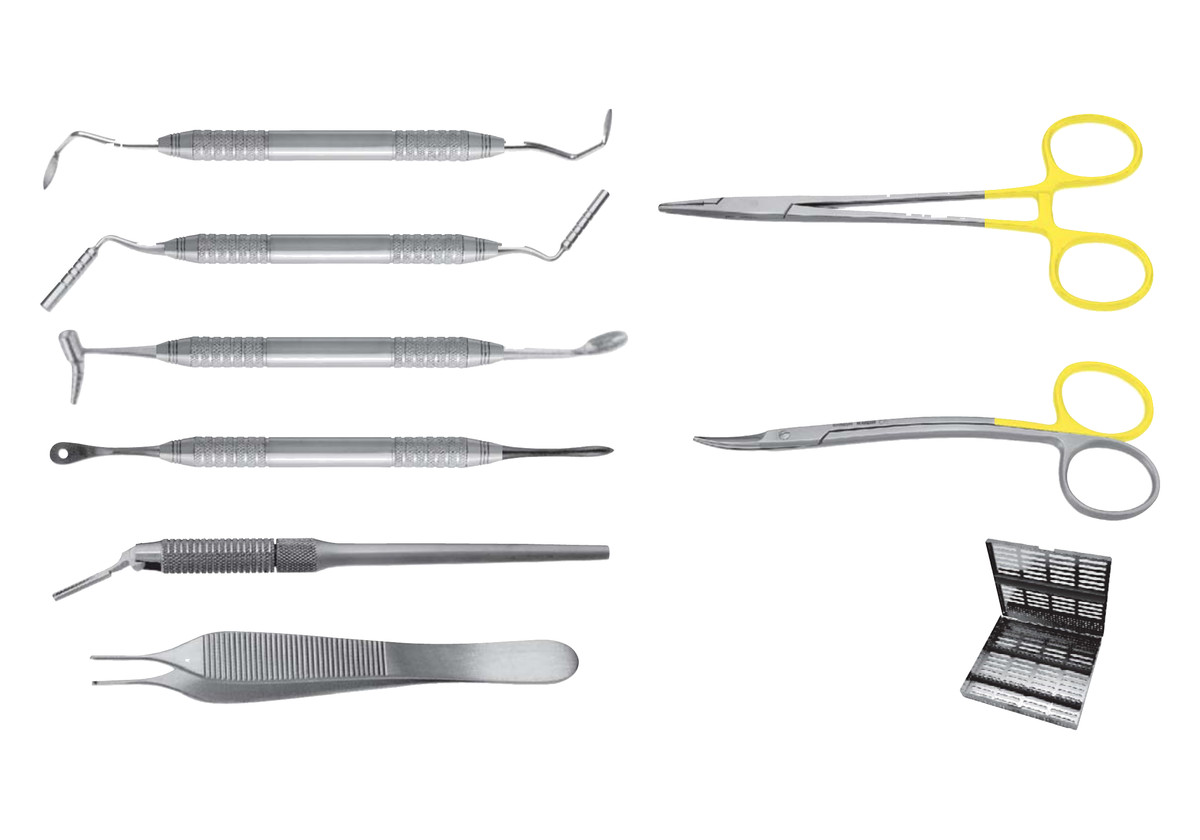 Bone Graft Harvesting Set, 8 Pieces with sterilization cassette