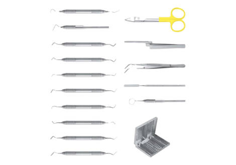 Crown and Bridge Set, 15 Pieces with sterilization cassette