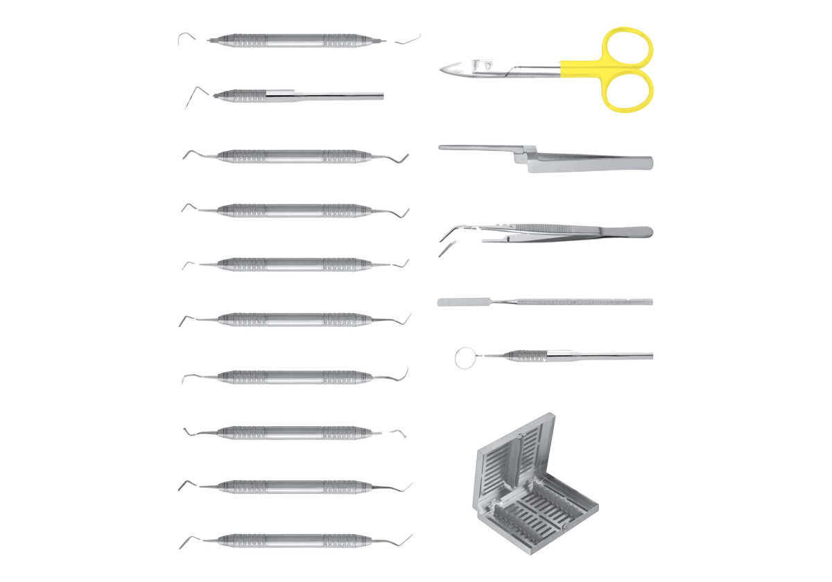 Crown and Bridge Set, 15 Pieces with sterilization cassette