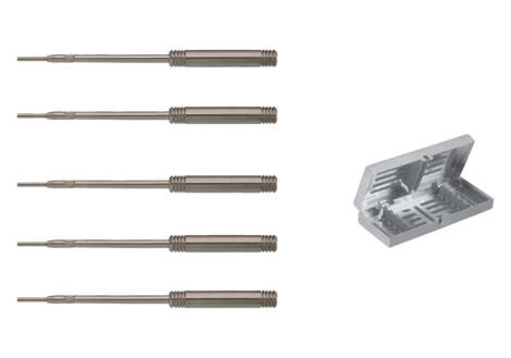Long Osteotome Set, 5 Pieces with sterilization cassette