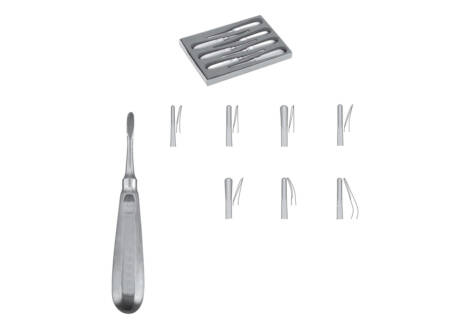 Luxation Elevator Set, 7 Pieces with sterilization cassette