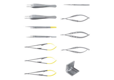 Micro Surgical Set, 11 Pieces with sterilization cassette