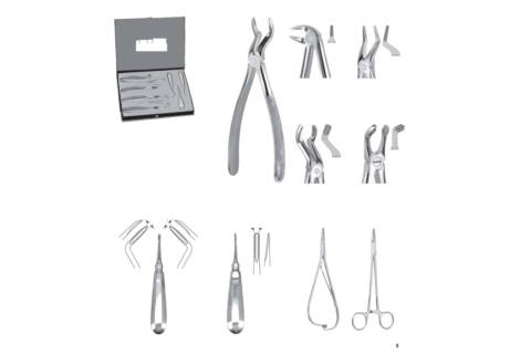 Oral Surgery Instrument Set, 9 Pieces with sterilization cassette