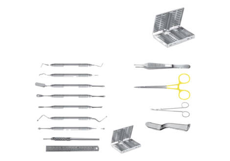 Oral Surgical Instrument Set, 13 Pieces with sterilization cassette
