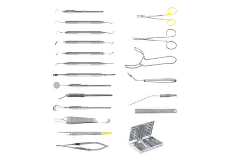 Osteotome Surgical Set, 19 Pieces with sterilization cassette
