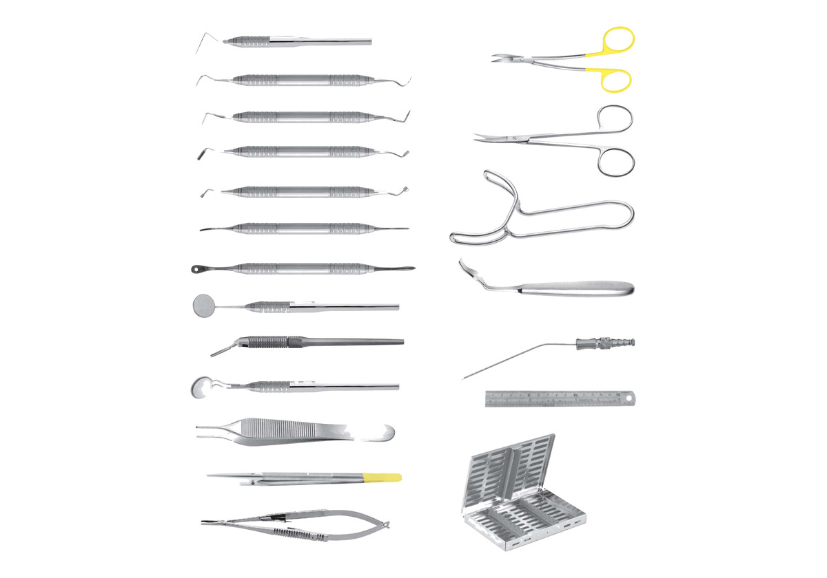 Osteotome Surgical Set, 19 Pieces with sterilization cassette