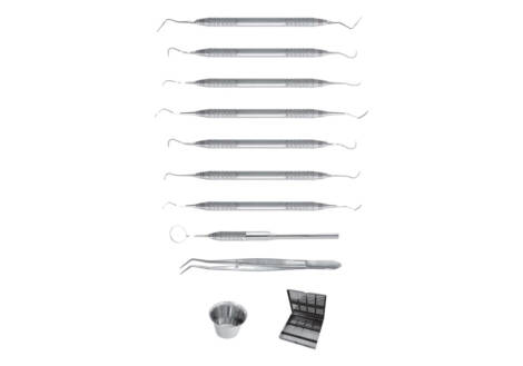 Titanium and Steel Scaler Set, 10 Pieces with sterilization cassette